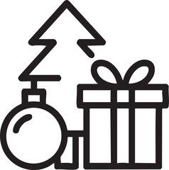 Christmas tree ornament and gift icon present