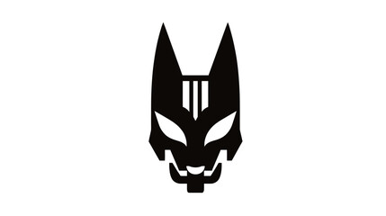 Futuristic black stylized animal head logo icon, modern cyber predator mask symbol, abstract graphic design element on white background