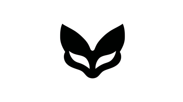 Modern minimalist black fox or wolf head silhouette vector icon. Abstract animal mask design on white background for logo and graphic use.