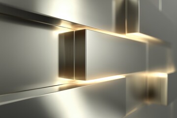Golden metallic cubes glowing with futuristic light for luxury technology branding concept.