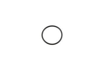 Single black rubber O-ring seal isolated on a clean white back