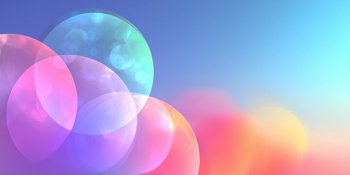 Surreal colorful bokeh circles over pastel gradient for abstract motion design.

