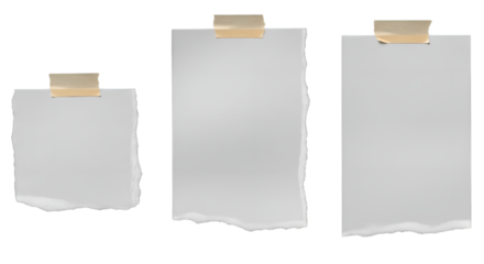Square piece of paper attached with tape on transparent background