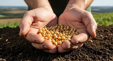 farmer holding soy