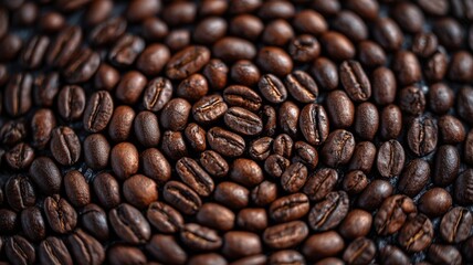 Obraz premium Perfectly ordered coffee beans arranged in precise concentric circles, creating a visually satisfying symmetrical coffee background with a spiral effect of roasted brown beans
