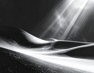Black and White Abstract Flowing Waves. Generated image
