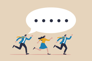 Business people chasing communication, trend, or discussion online
