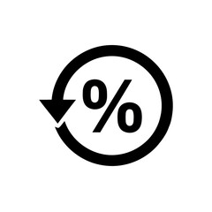 Percentage Circle Arrow Indicates Discount or Cashback