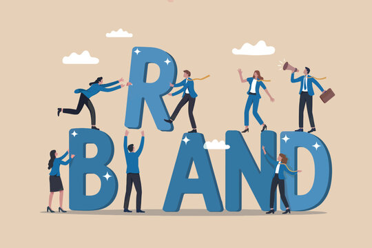 Collaborative team building a powerful brand image and identity