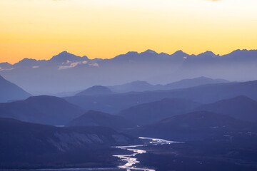 Blue hour over river valley in Alaska © Gregory