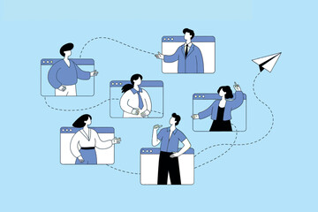 Global online collaboration and remote work digital meeting concept