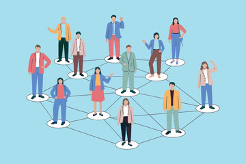 Diverse business people connected in a global network illustration