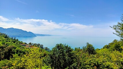 The beautiful view for the seaside, mountains and forest