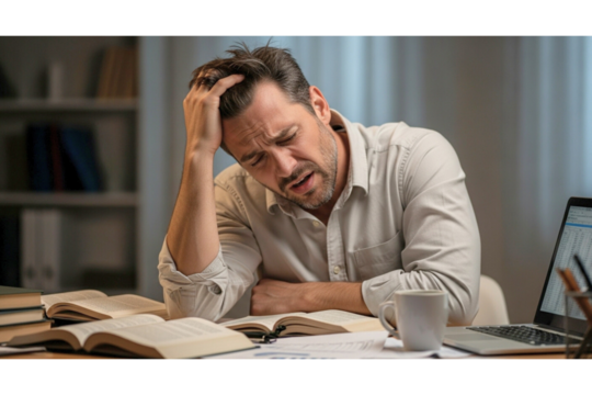 tired businessman in office.
