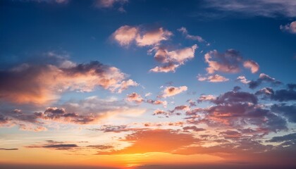 Fototapeta premium Majestic Real Sunrise Sundown Sky Background With Gentle Colorful Clouds