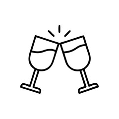 Two wine glasses clinking together in celebration for New Year  