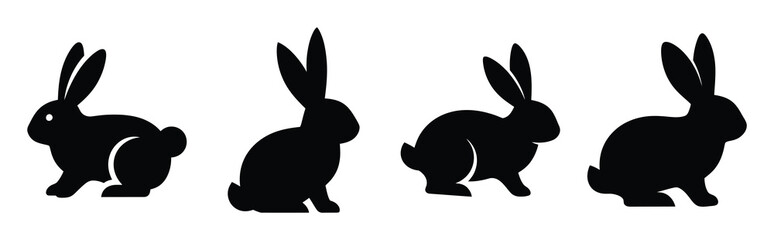 bunny shadow Easter silhouette art, black color and white background