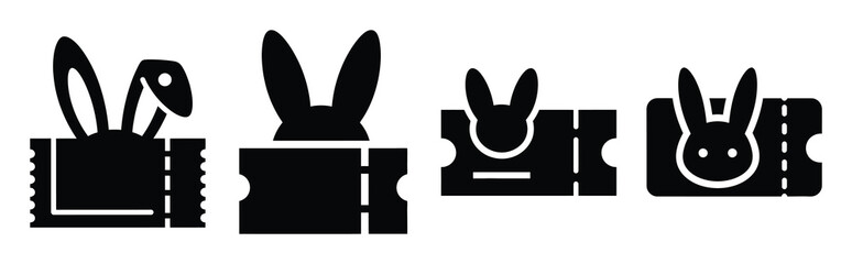 bunny ticket Easter silhouette art, black color and white background
