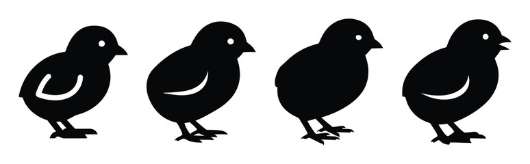 chick shadow Easter silhouette art, black color and white background