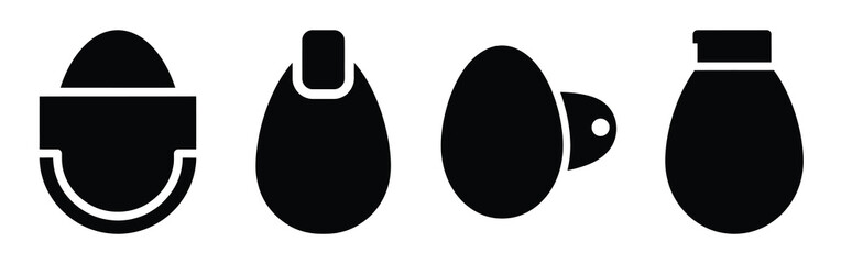 egg label Easter silhouette art, black color and white background