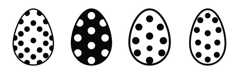 egg pattern Easter silhouette art, black color and white background