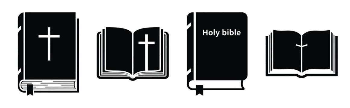 holy bible Easter silhouette art, black color and white background