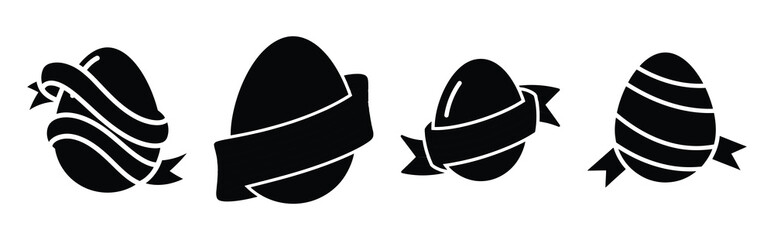 rainbow egg Easter silhouette art, black color and white background