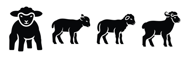 baby lamb Easter silhouette art, black color and white background