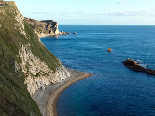 Man O'War beach and St Oswald's bay.  The Jurassic coast, Dorset