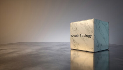 Growth Strategy Concept Marble Cube Reflecting Future Business Expansion and Development, with a Focus on Strategic Planning and Organizational Growth