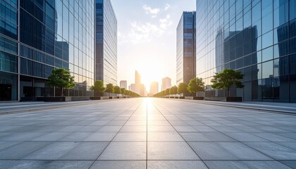 Golden Hour Between Towering Glass Skyscrapers