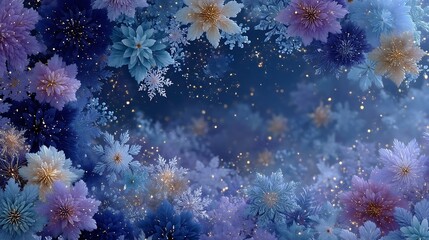 Whimsical Winter Wonderland Floral Snowflakes and Glittering Lights flower photo
