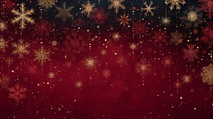 Dark Red and Gold Snowflake Border with Bokeh and Dark Gradient photo Background winter christmas