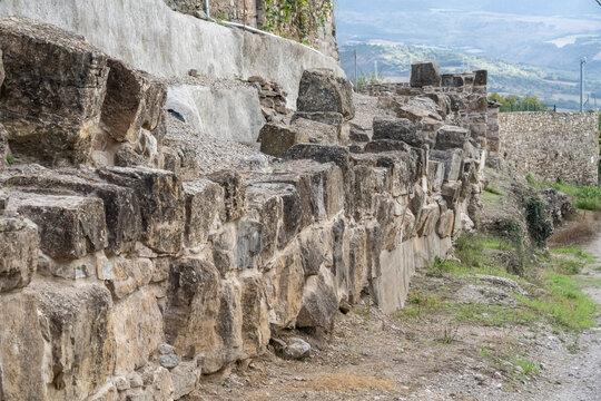 Roman wall of Aeso, second century BC, Isona, Pallars Juss&agrave;, Lleida, Catalonia, Spain