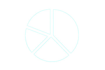Pie chart diagram outline dividing information into segments for data visualization, present on transparent background