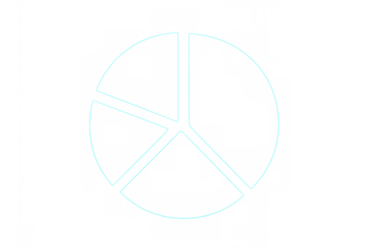 Pie chart diagram outline dividing information into segments for data visualization, present on transparent background