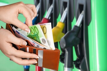 Gas Pump station with colored Fuel pump © BillionPhotos.com
