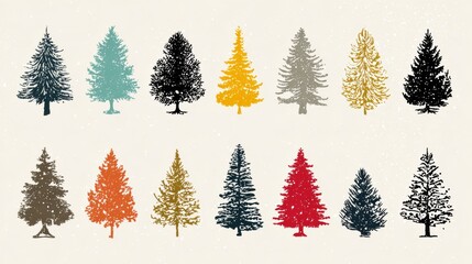 Obraz premium Pine tree vectors. Simple Christmas trees on white.