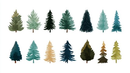 Obraz premium Pine tree vectors. Simple Christmas trees on white.