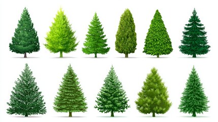 Obraz premium Pine tree vectors. Simple Christmas trees on white.