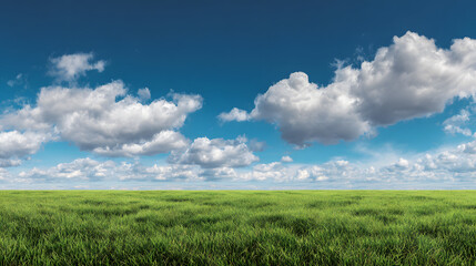 Obraz premium green field and blue sky