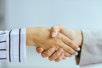 Business team showing unity success with hands together in office, teamwork collaboration and power...