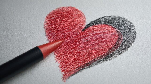 Heart drawing: Symbol of love and pure emotion for romantic use.