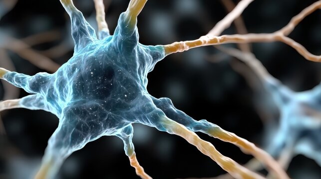 Neuron cell shown with dendrites connecting to other cells