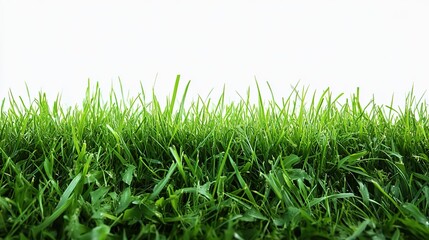 Fototapeta premium Fresh Green Grass on White Background for Design and Layout
