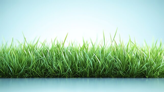 Fresh Green Grass with Soft Blue Background for Design and Advertising - Powered by Adobe