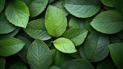 Close - up of Lush Green Leaves with Textured Surfaces