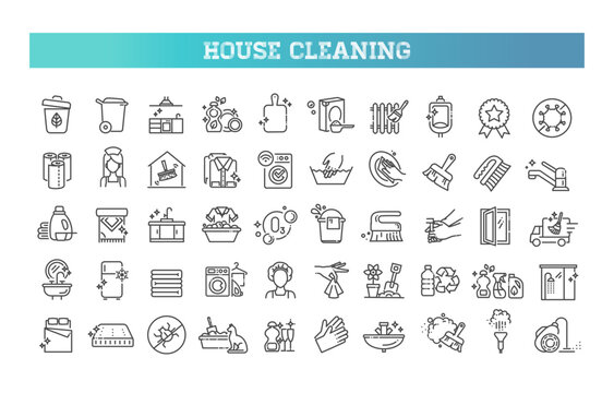 Collection of icons related to Cleaning and hygiene icon set