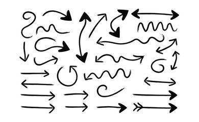 Hand drawn arrow collection with diverse styles and colors