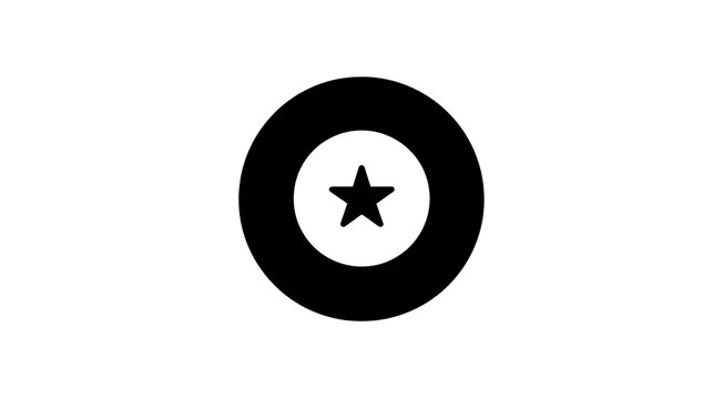 Black circle with star in center simple icon isolated on transparency background minimalistic design can be used for badge award achievement or military symbol modern and bold style